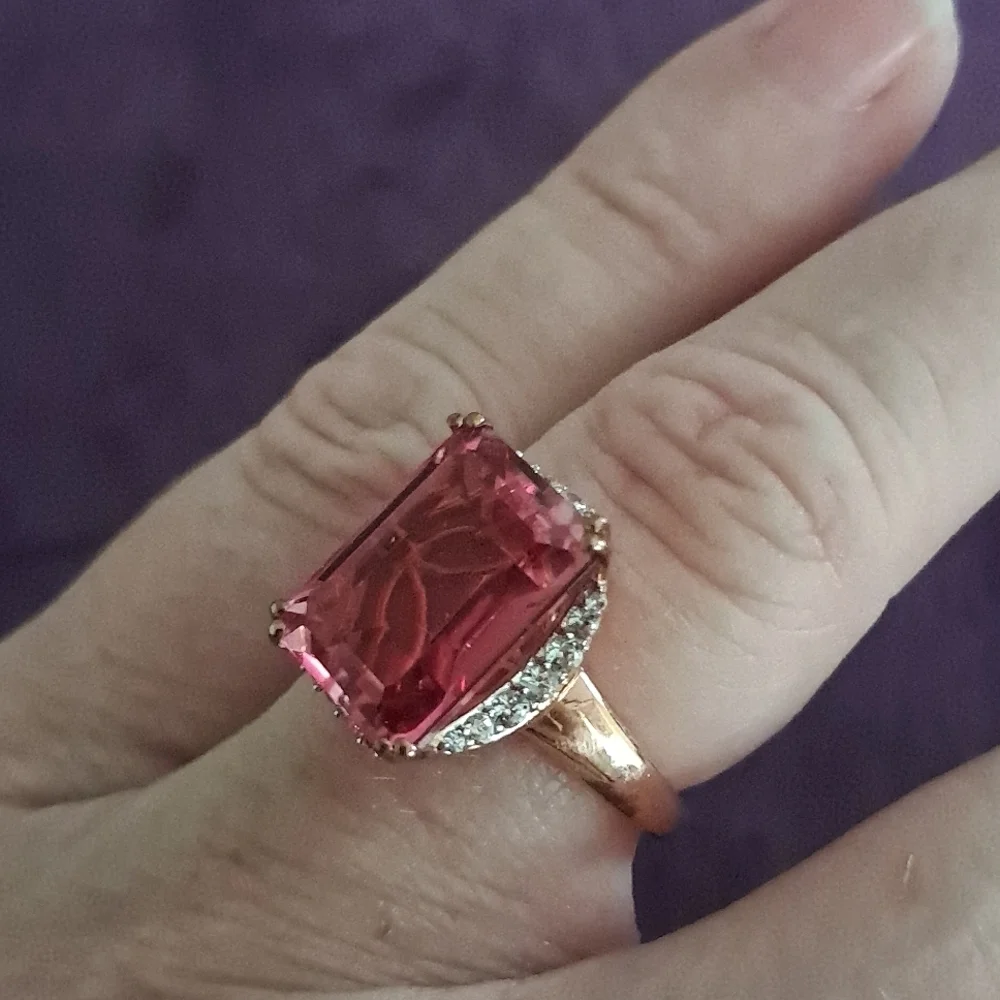 Radiant Orchid Quartz & White Zircon Accented Ring